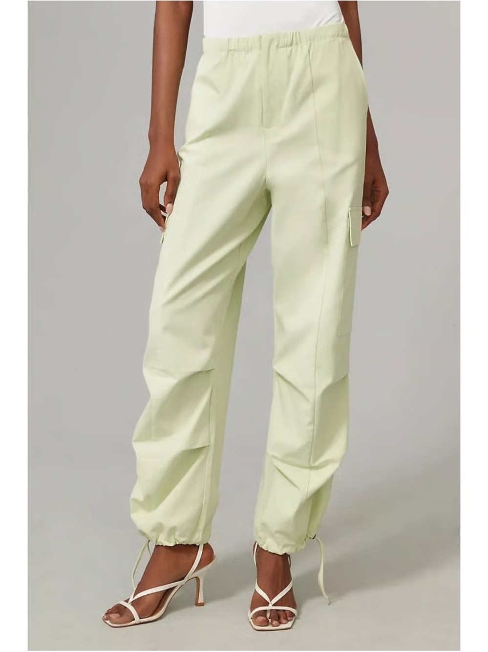 WAYF Lime Green Drawstring Cargo Pants Utility Wide Leg Size S